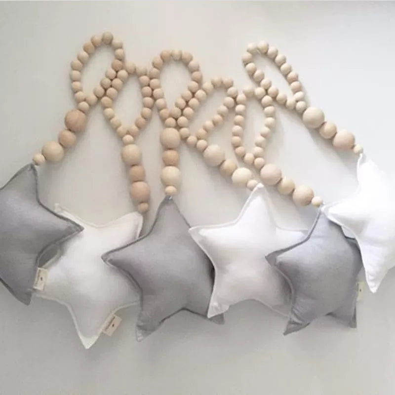 Nordic Style Wooden Beads ⭐🤍 Ornaments Dream Catcher Kids Room Decoration Wall Hanging Girls Baby Tents Decorative