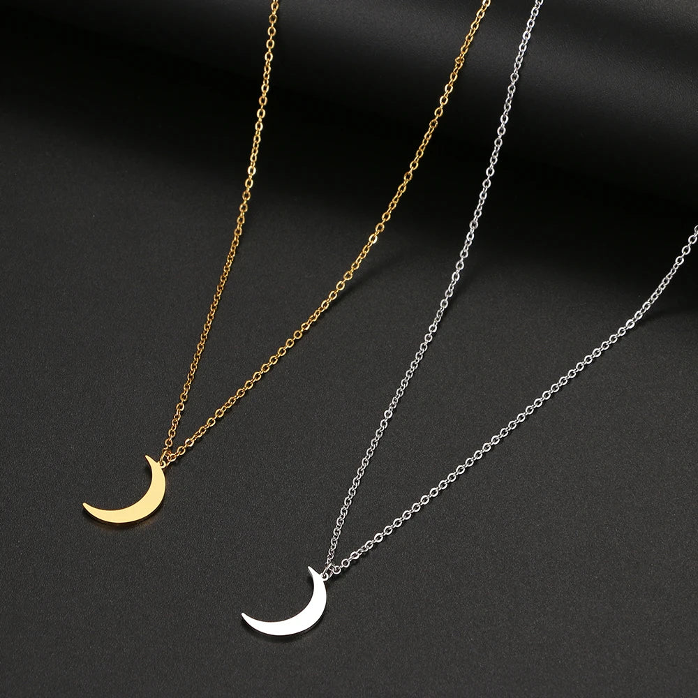 Stainless Steel Moon Pendant for Women 🌙✨