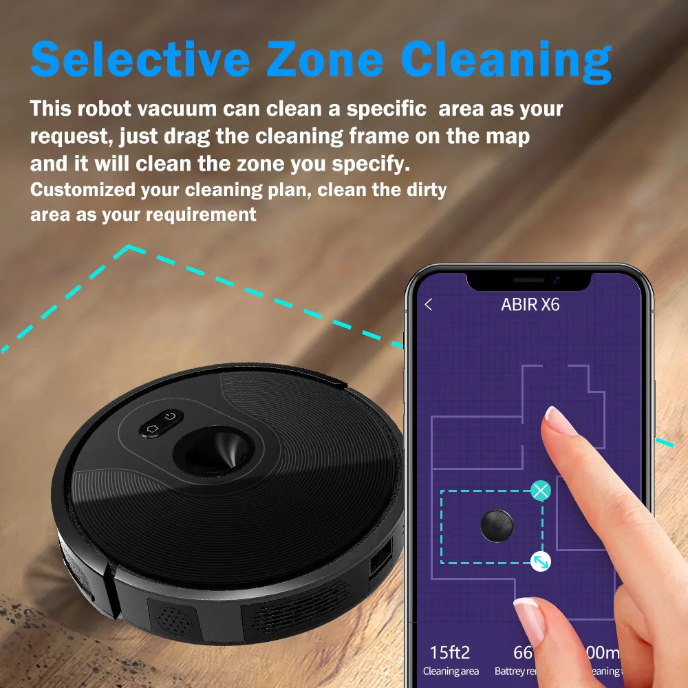 ABIR X6 Robot Vacuum Cleaner, APP Virtual Barrier,6000PA Suction,Smart Home Mop 🧹