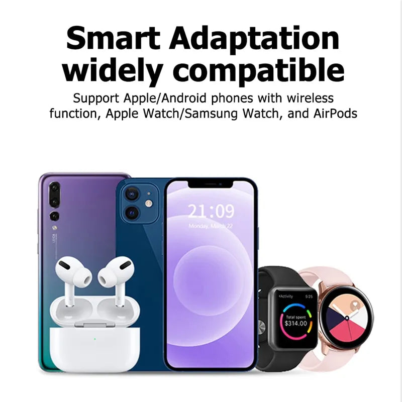 3 in 1 Wireless Charger Stand Pad For iPhone & Samsung devices