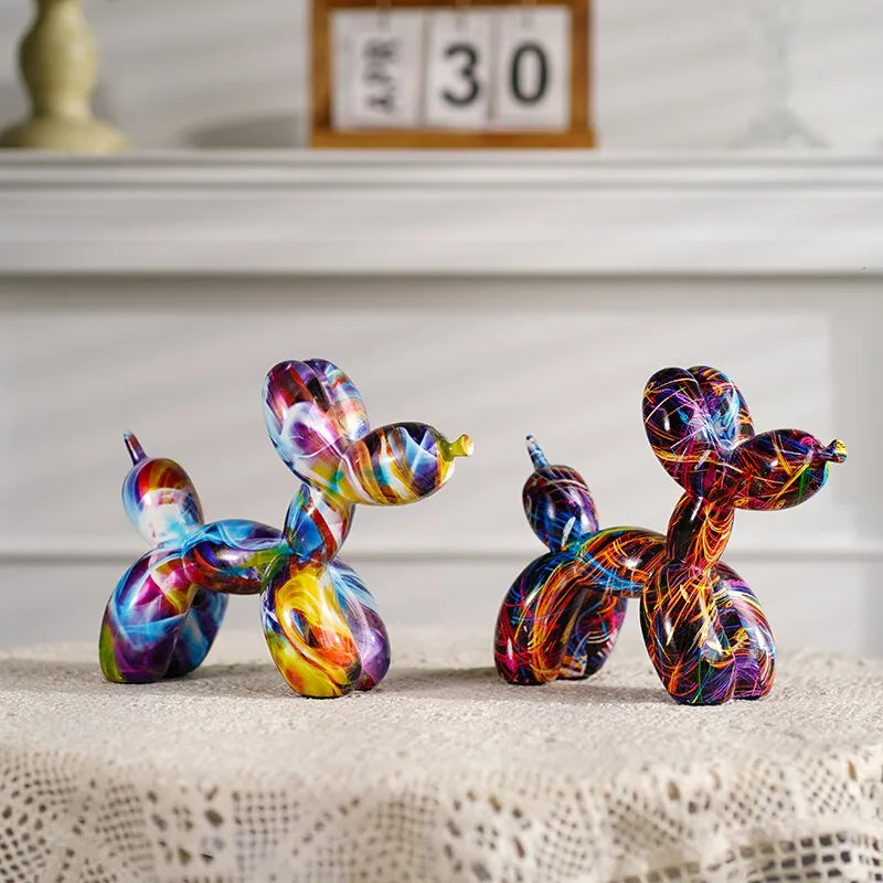Resin Graffiti Balloon Dog Figure for Interior Home Decoration 🐶