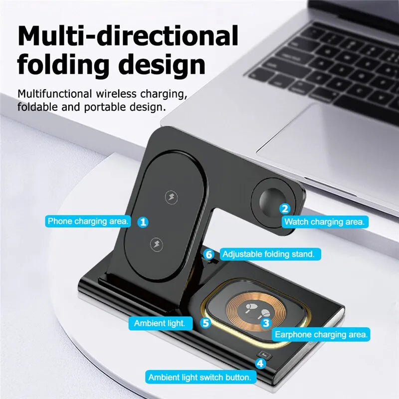 3 in 1 Wireless Charger Stand Pad For iPhone & Samsung devices