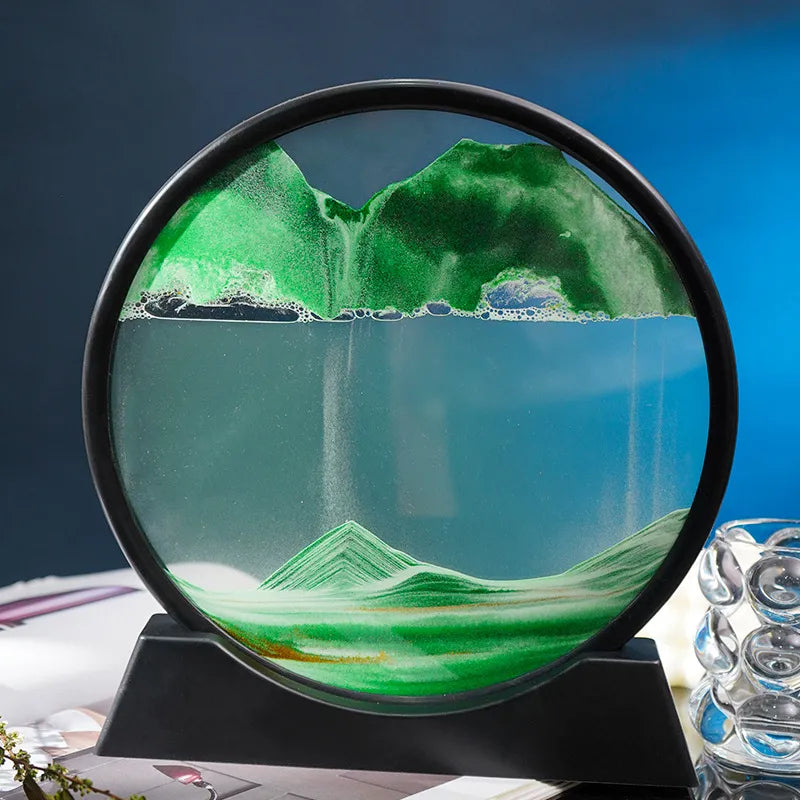 3D Moving Sand Art Picture Round Glass Deep Sea Sandscape Hourglass ⌛