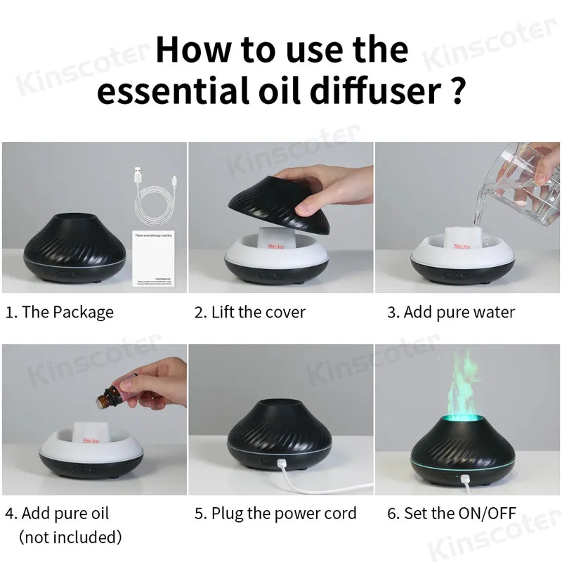 Volcanic Flame USB Night Lamp Aroma Diffuser Essential Oil