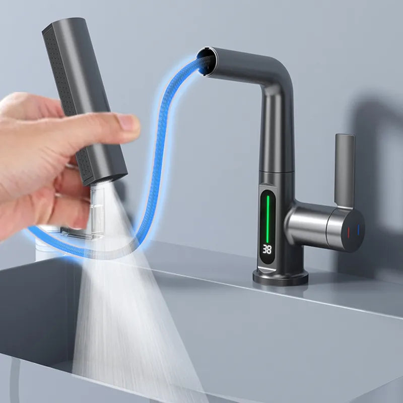 Waterfall Temperature Digital Display Basin Faucet For Bathroom🚿✨