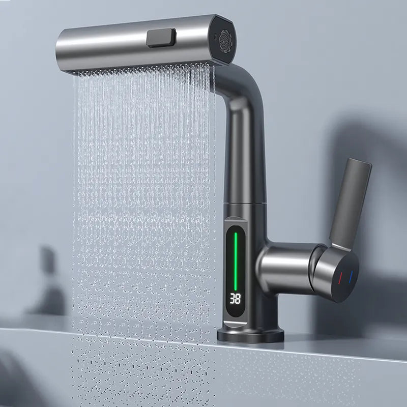 Waterfall Temperature Digital Display Basin Faucet For Bathroom🚿✨