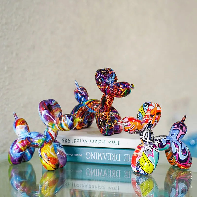 Resin Graffiti Balloon Dog Figure for Interior Home Decoration 🐶