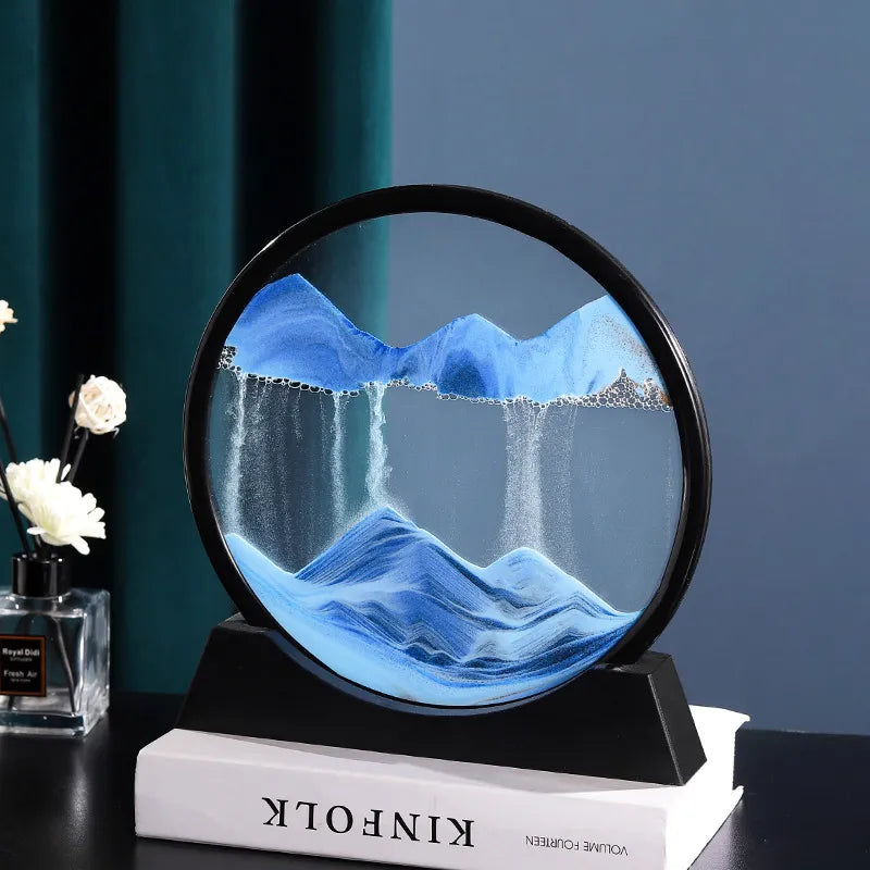 3D Moving Sand Art Picture Round Glass Deep Sea Sandscape Hourglass ⌛