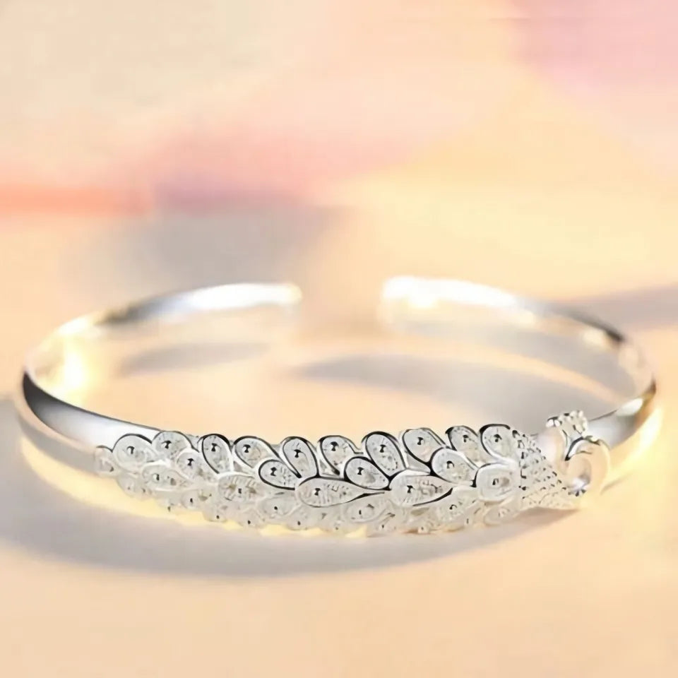925 sterling silver elegant Peacock opening braclet