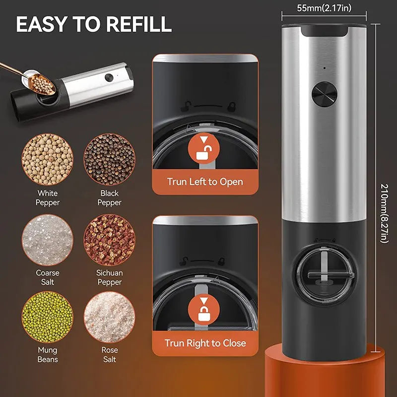 Electric Salt and Pepper Grinder Set USB Rechargeable 🌶️