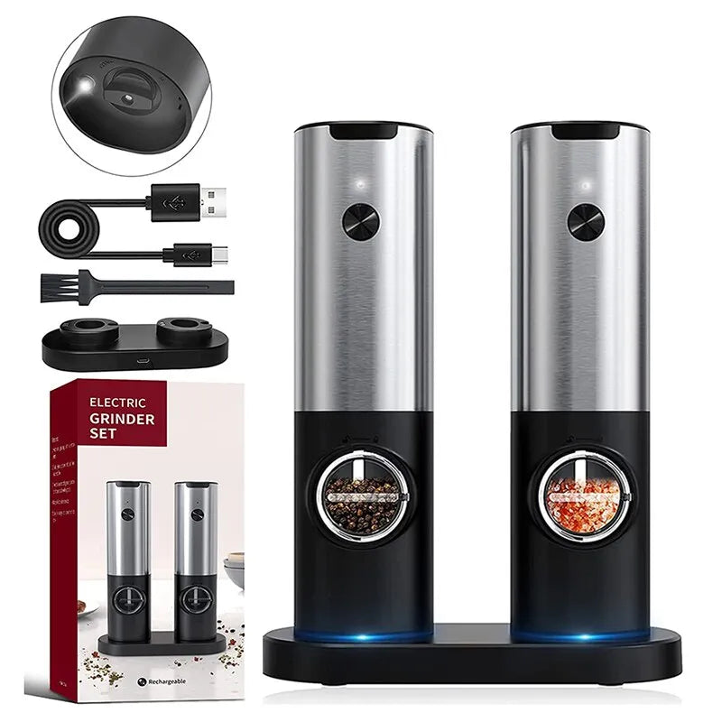Electric Salt and Pepper Grinder Set USB Rechargeable 🌶️