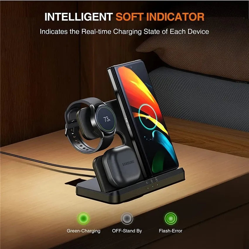 Samsung 3 in 1 Wireless Charger Stand For S22 S21 S20 S10 Ultra Note Galaxy Watch 5