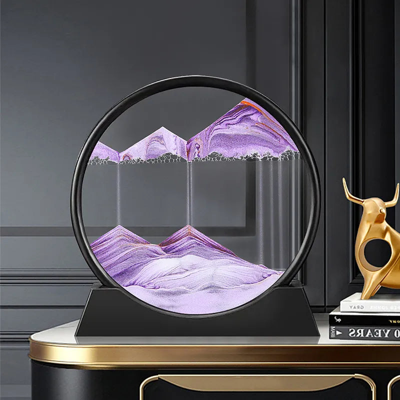 3D Moving Sand Art Picture Round Glass Deep Sea Sandscape Hourglass ⌛