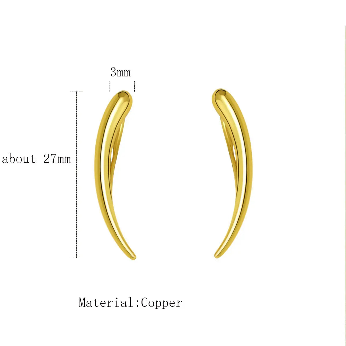 Moon Curved Metal Ear Ear Hook Clip Earrings for Women