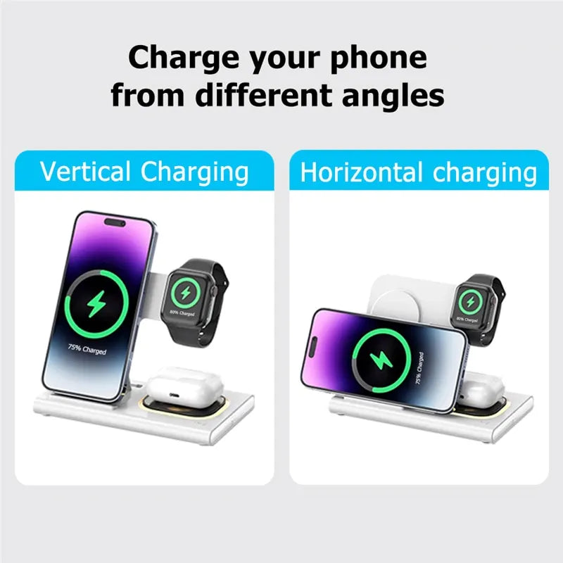 3 in 1 Wireless Charger Stand Pad For iPhone & Samsung devices