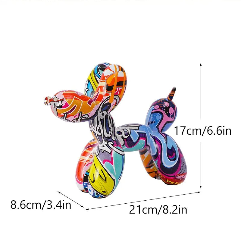 Resin Graffiti Balloon Dog Figure for Interior Home Decoration 🐶