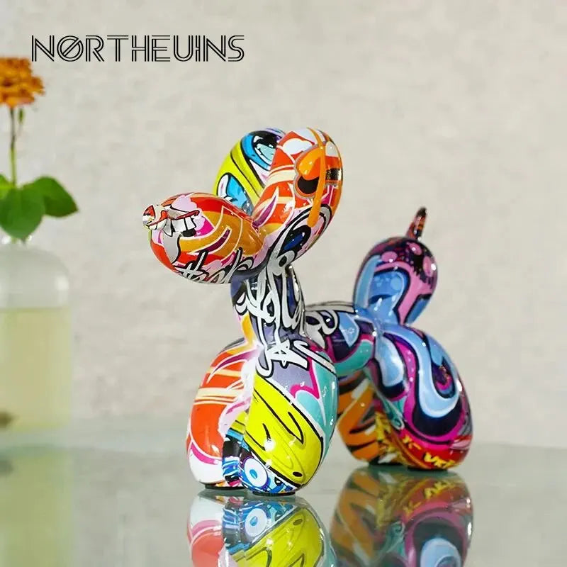Resin Graffiti Balloon Dog Figure for Interior Home Decoration 🐶