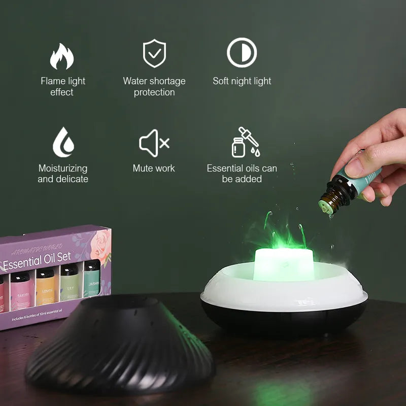 Volcanic Flame USB Night Lamp Aroma Diffuser Essential Oil