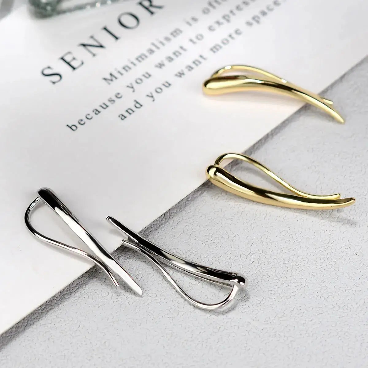 Moon Curved Metal Ear Ear Hook Clip Earrings for Women