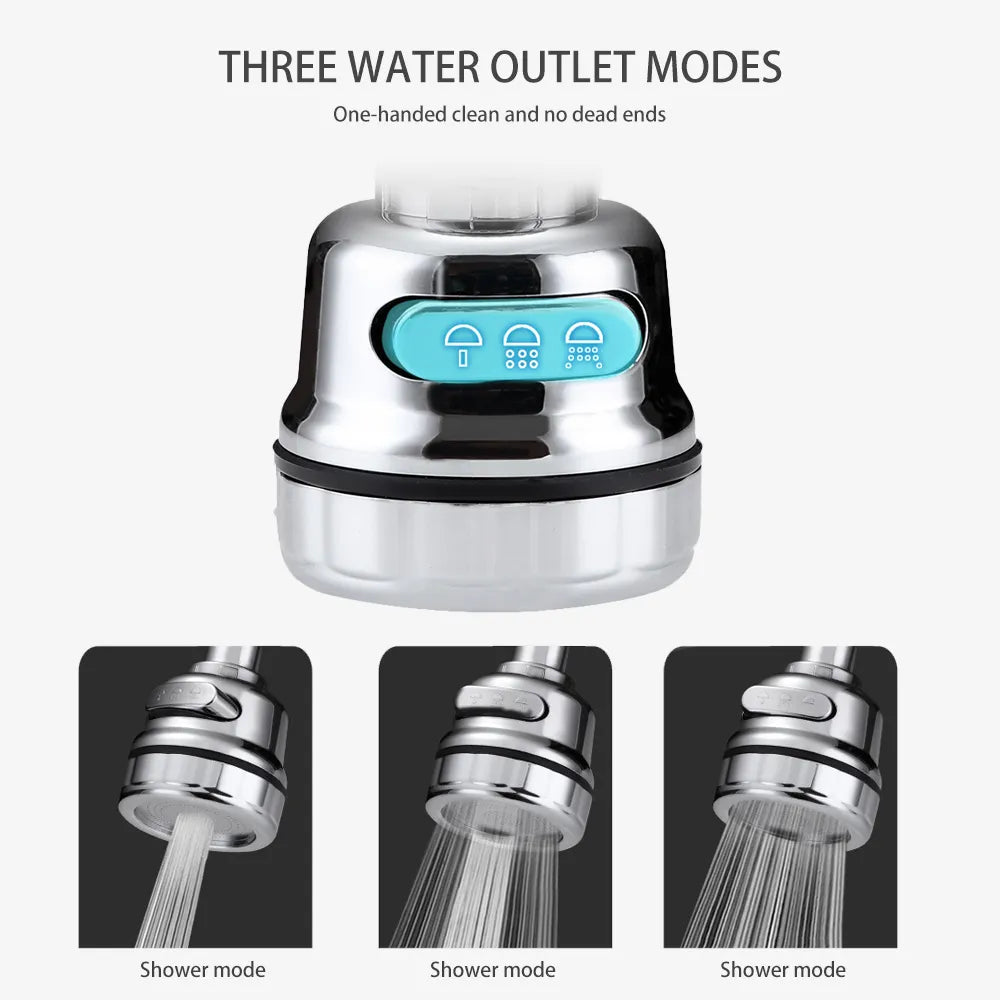 Kitchen Gadgets 3 Modes 360 Rotatable Bubbler High Pressure Faucet Extender Water Saving Bathroom Kitchen Accessories Supplies