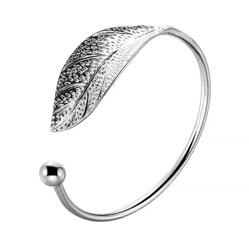 Open Leaf Shaped 925 Sterling Silver Woman Bracelet 💁♀️💍