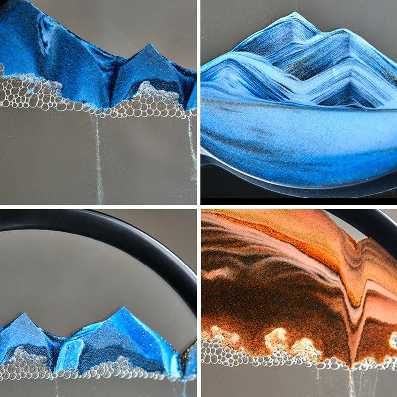 3D Moving Sand Art Picture Round Glass Deep Sea Sandscape Hourglass ⌛