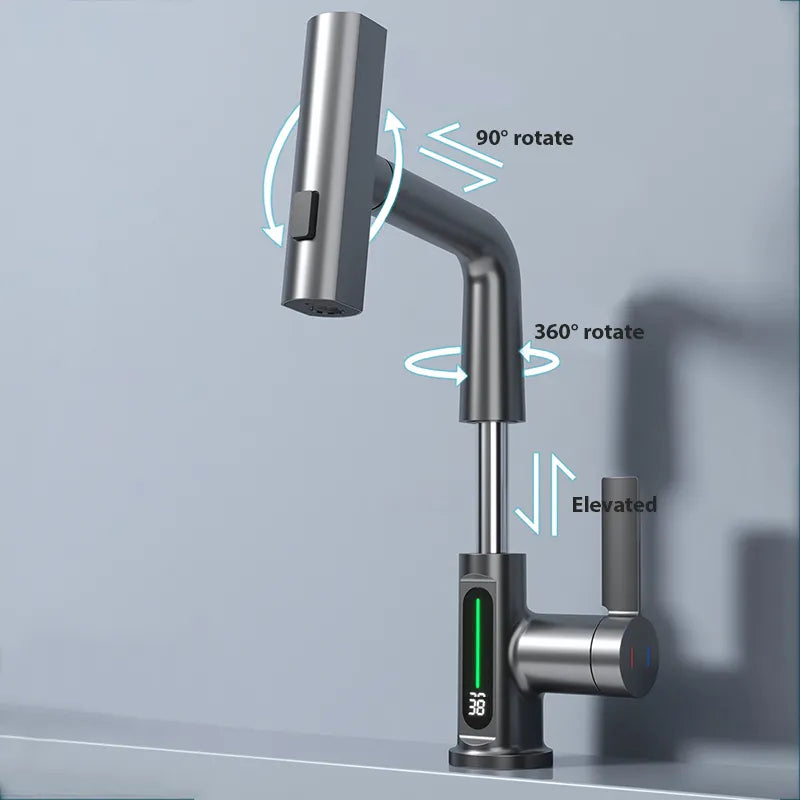 Waterfall Temperature Digital Display Basin Faucet For Bathroom🚿✨