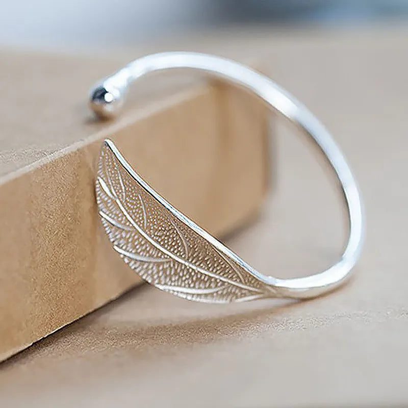 Open Leaf Shaped 925 Sterling Silver Woman Bracelet 💁♀️💍