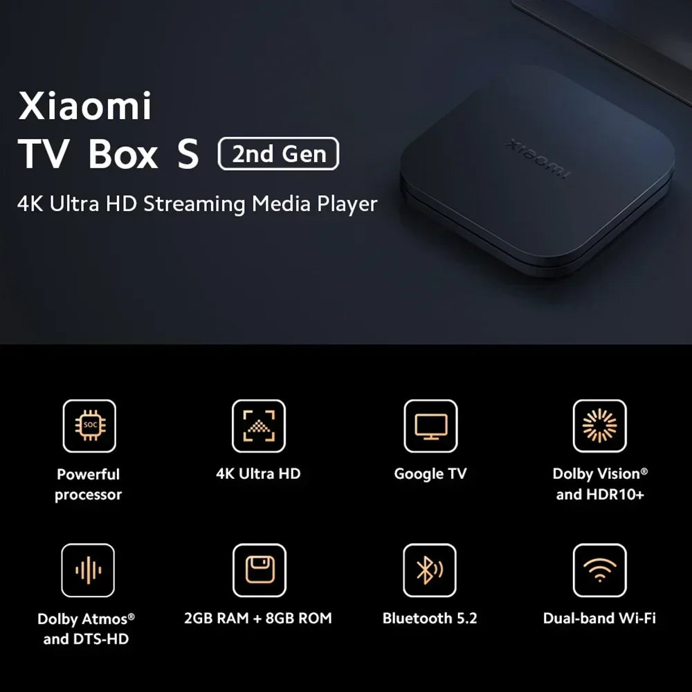 Xiaomi Mi TV Box S 2nd Gen 4K Global Version Dolby Vision Ultra HD TV Wireless WiFi Google Assistant Netflix Smart Media Player