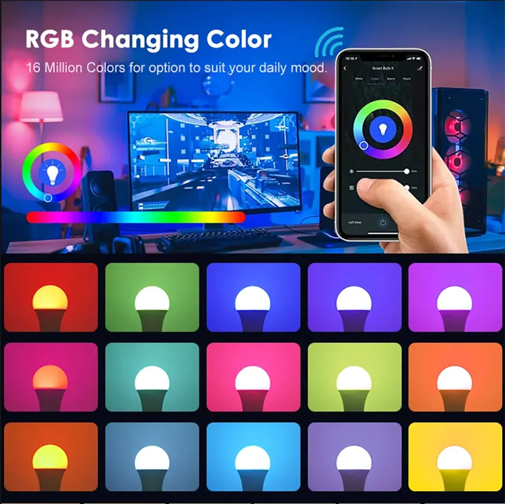 Smart Dimmable Bulb RGBCW 100-240V 💡🌈