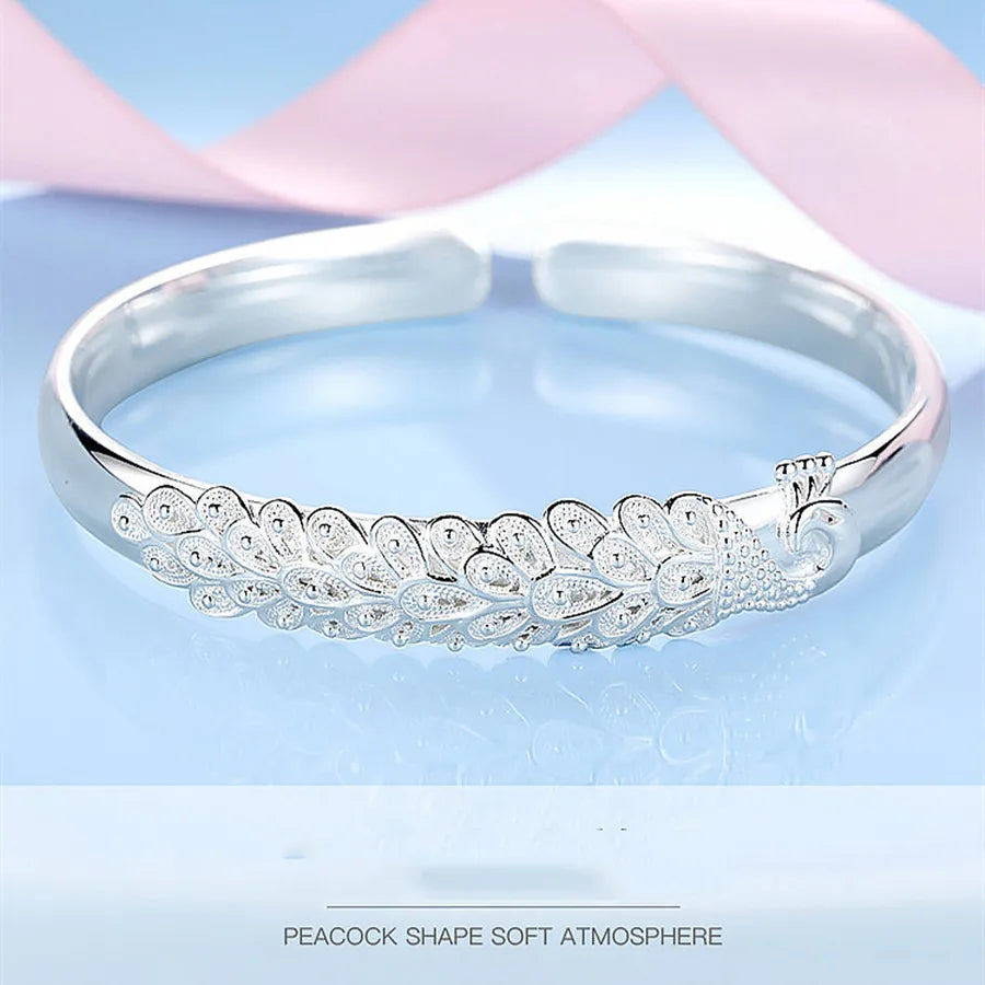 925 sterling silver elegant Peacock opening braclet