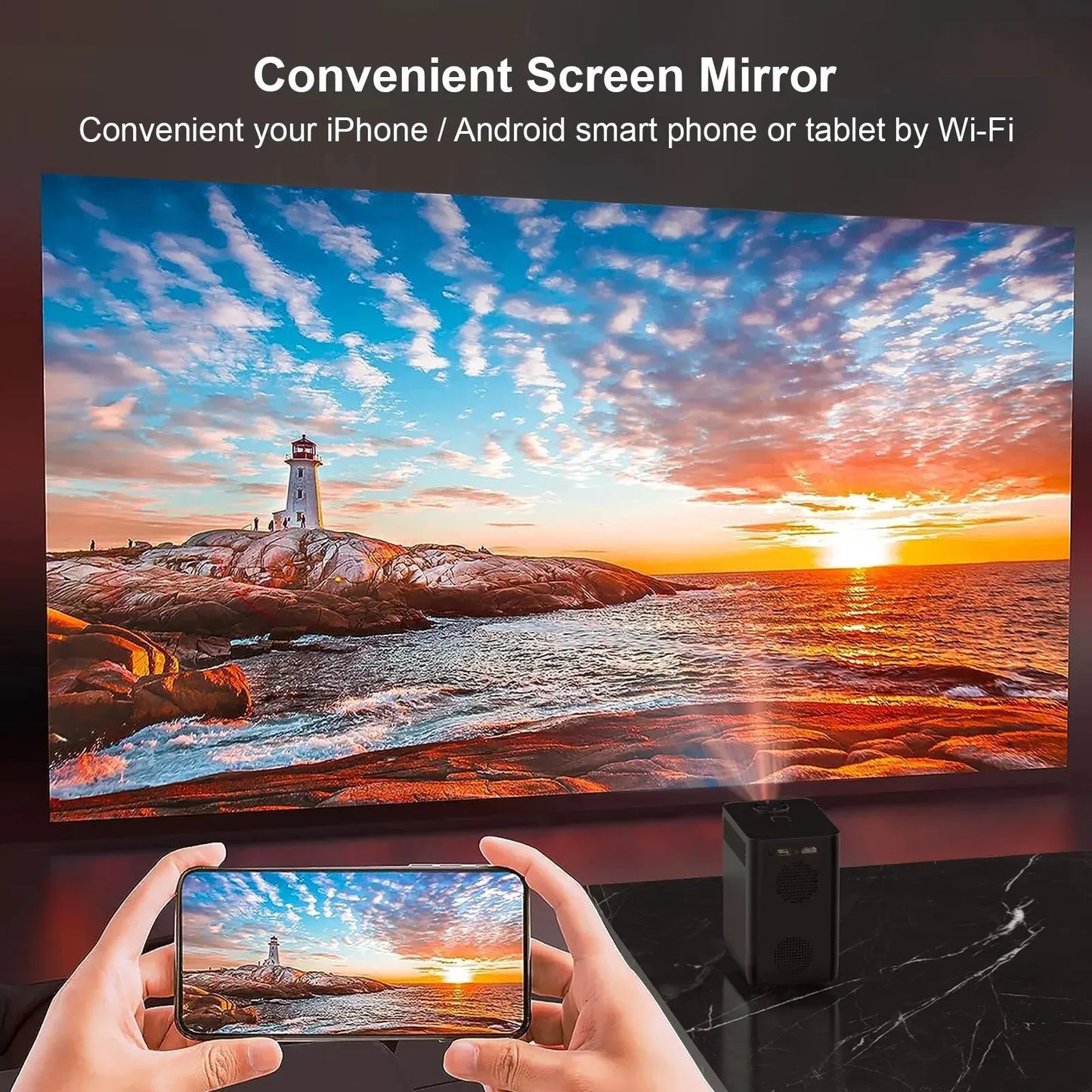 4k Smart Portable Projector with WiFi and Bluetooth