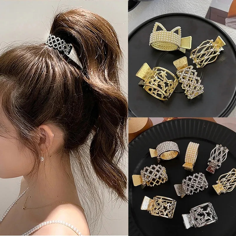 Pearl Rhinestone Hair Claws for Girls