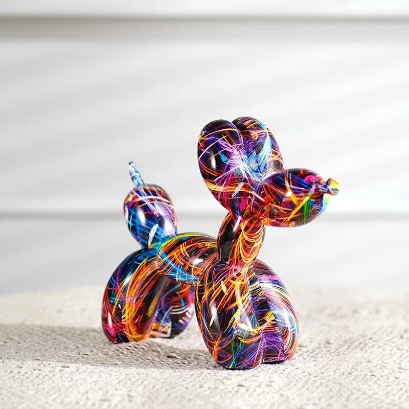 Resin Graffiti Balloon Dog Figure for Interior Home Decoration 🐶